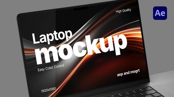 Dark Laptop Mockup - Studio Presentation