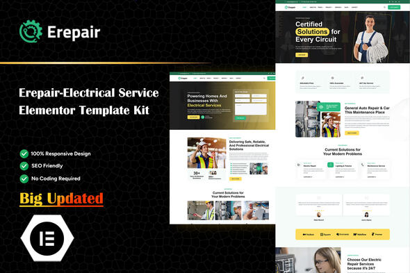Erepair - Electrical Service Elementor Template Kit