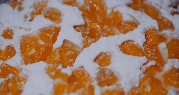 Traditional Fruit Cake on Plate Rotating