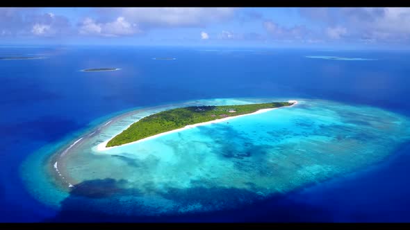 Aerial top down texture of beautiful lagoon beach journey by turquoise ocean with white sand backgro