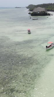 Tanzania  Vertical Video House on Stilts in the Ocean on the Coast of Zanzibar Slow Motion