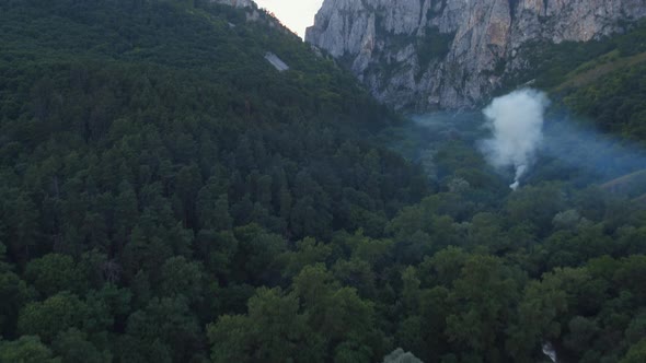 Aerial view of the forest and cliffs at Turda Keys