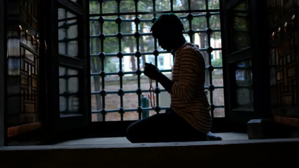 Silhoutte Prayer Mosque Window