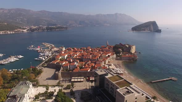 Red Roofs of the Old Town of Budva in the Bay