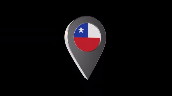 3d Animation Map Navigation Pointer With Chile Flag With Alpha Channel  - 2K