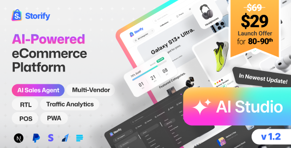 Storify - NextJs eCommerce Platform with POS, AI Sales Agent, PWA & Multi-Vendor