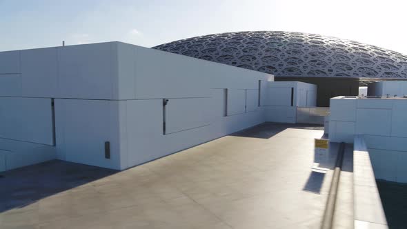 Aerial view of Louvre museum in Abu Dhabi, United Arab Emirates.