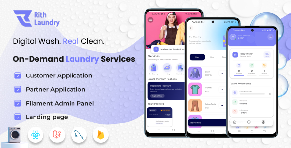 Rith Laundry - Complete Laundry Solution | Customer, Partner App & Admin Panel