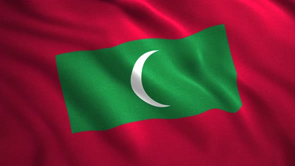 Maldives Flag Cloth Swaying in the Wind Seamless Loop