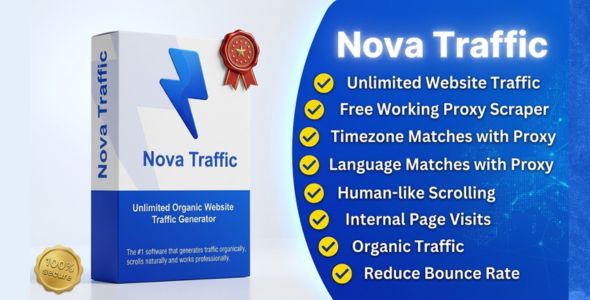 Nova Traffic - Organic Website Traffic Bot Visits Generator & Free Proxies Fetcher