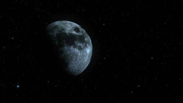 Starry sky moon and movement of stars in space.