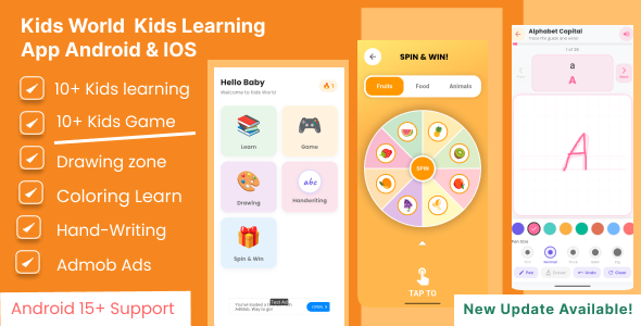 Kids World Flutter app for kids learn drawing & Games with Admob