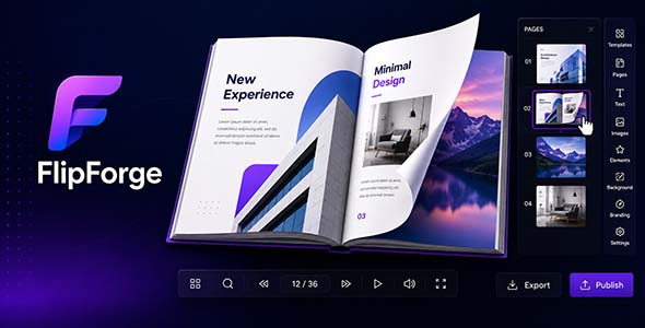 FlipForge | 3D Book and Digital Magazine Builder SaaS HTML5 Template