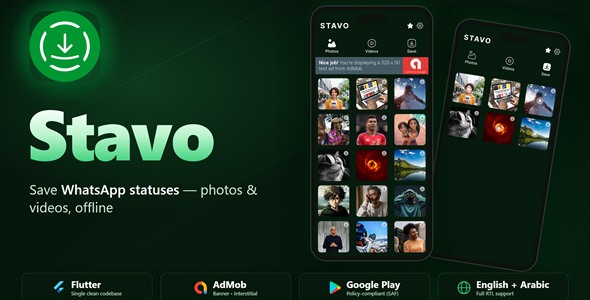 Stavo - Status Saver for WA | Flutter Android App With AdMob