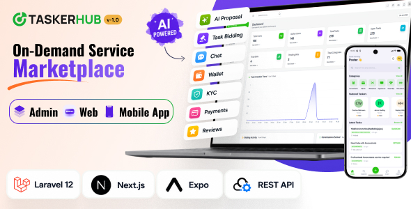 TaskerHub | AI-Powered On-Demand Service Marketplace with Laravel, Next.js &  Mobile App