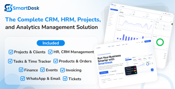 SmartDesk – The Complete CRM, HRM, Projects, and Analytics Management Solution