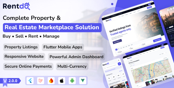 Rentdo - Property Buy, Rent & Sell Mobile App with web Admin Panel | House Rental | Real Estate