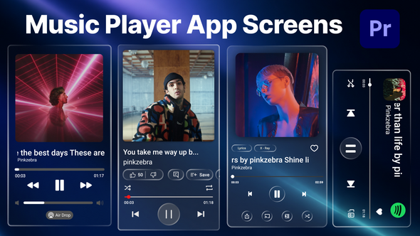Liquid Glass Music Player Screens