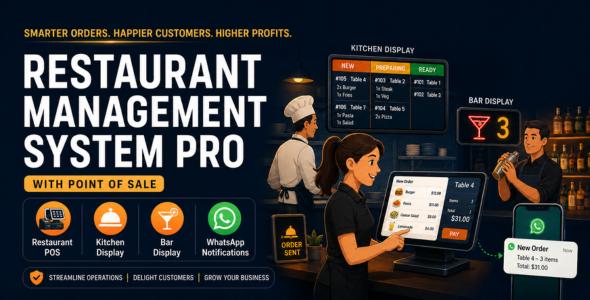 Restaurant POS Pro - Restaurant management system with kitchen and bar display