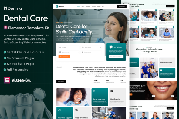 Dentria – Dental Clinic & Dentist Elementor Template Kit