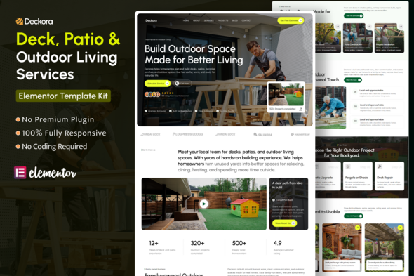Deckora – Deck, Patio & Outdoor Living Elementor Template Kit