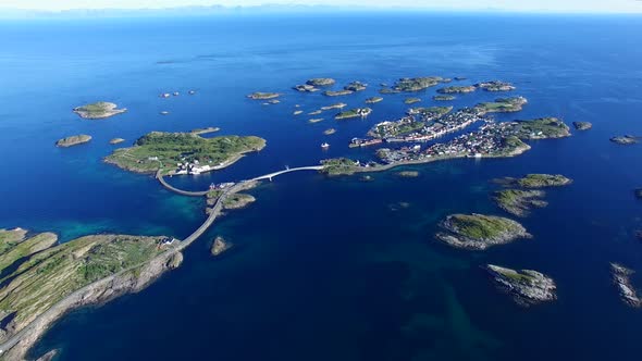 Aerial view of Lofoten islands, Henningsvaer