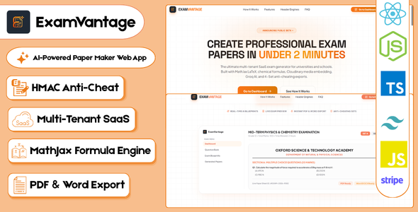 ExamVantage | AI-Powered Exam Generator | React & Node.js Web App