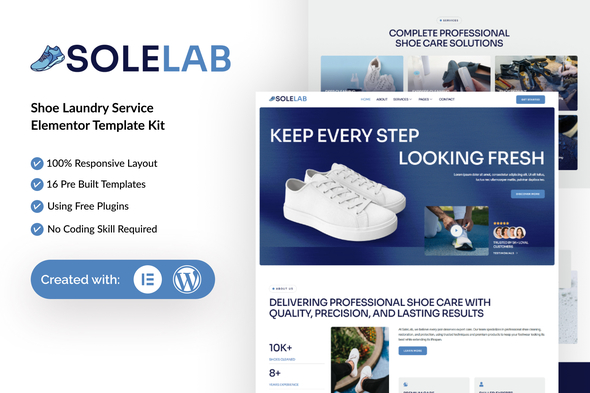 Solelab - Shoe Laundry Service Elementor Template Kit