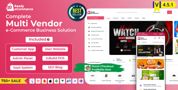 Ready eCommerce - Complete Multi Vendor eCommerce Mobile App, Customer Website with Store POS
