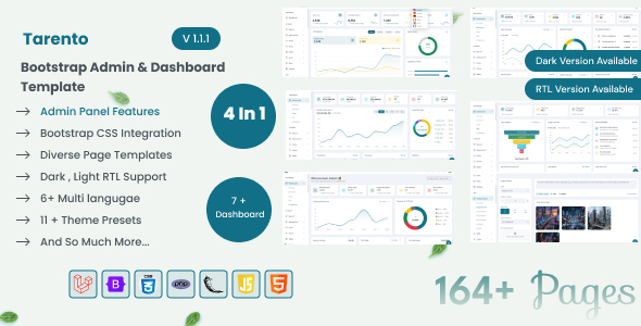 Tarento - Bootstrap Admin Dashboard Html & Laravel, PHP, Flask Template