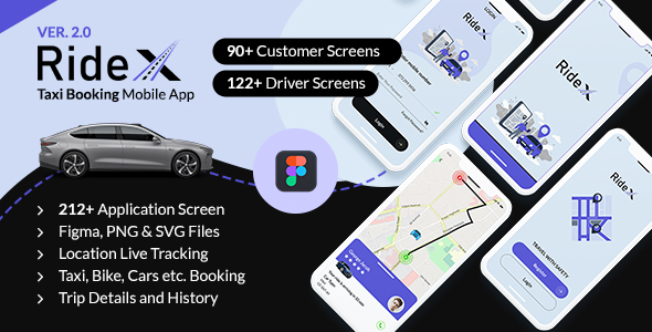 RideX Taxi Booking Figma Mobile App