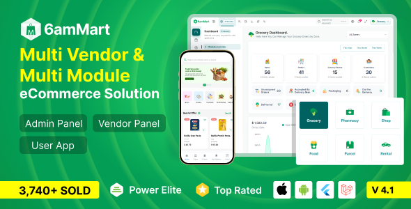 6amMart - Multivendor Food, Grocery, eCommerce, Parcel, Pharmacy delivery app with Admin & Website