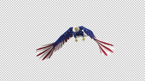 American Eagle - USA Flag - Flying Transition - V - 4K