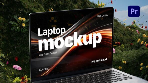 Laptop Mockup in Nature MOGRT