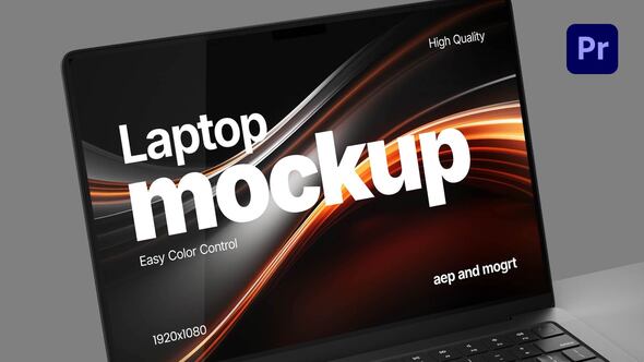 Dark Laptop Mockup - Studio Presentation MOGRT