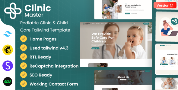 ClinicMaster - Pediatrics & Child Care Tailwind CSS Template