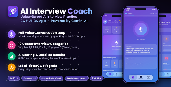 AI Interview Coach — Voice-Based With Practice | Swift iOS Mobile App