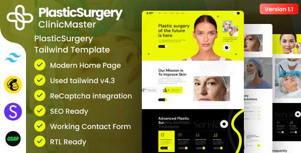ClinicMaster - Cosmetic and Plastic Surgery Tailwind CSS Template