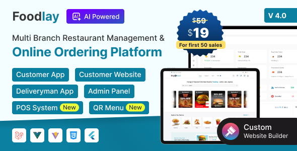 Foodlay | Restaurant Management System With Mobile App