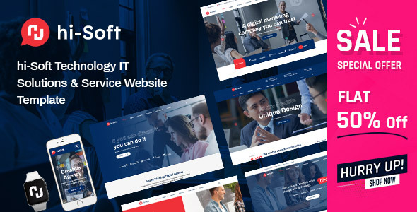 hi-Soft - IT Solutions and Services Company HTML5 Template