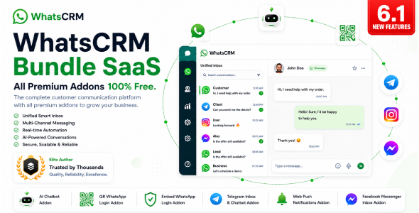 WhatsCRM | WhatsApp CRM, AI Automation and Multi-Channel SaaS Bundle (Node.js Script)