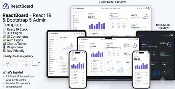 ReactBoard – React 19 Bootstrap 5 Admin Dashboard Template