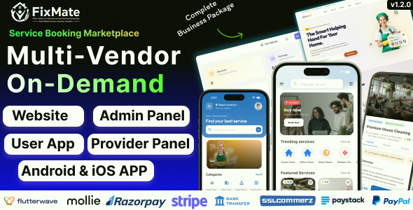 FixMate | Multi-Vendor On-Demand Service Booking Marketplace (Full Solution)