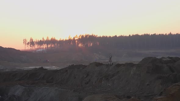 Construction Equipment Heavy Industry Machinery at Sunset