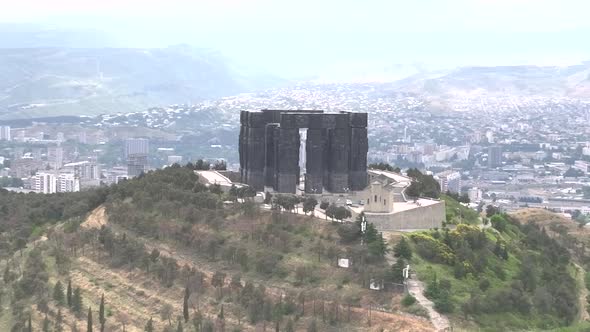 Tbilisi, Georgia - June 7 2022: Aerial view of Memorial History of Georgia