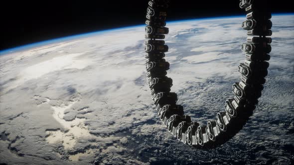 Futuristic Space Station on Earth Orbit alt
