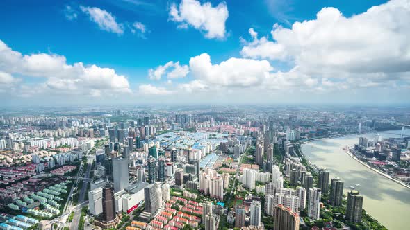 Timelapse of city skyline in Shanghai china