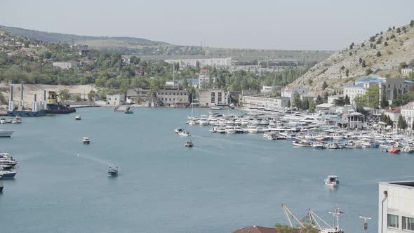 Luxury port with many yachts