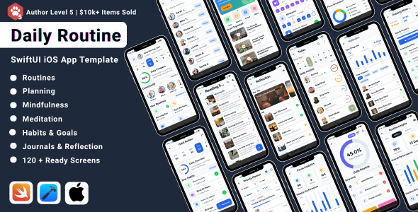 AuraMind | Daily Routine and Reflection SwiftUI iOS App Template