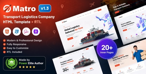 Matro - Transport Logistics Company Bootstrap 5 HTML Template